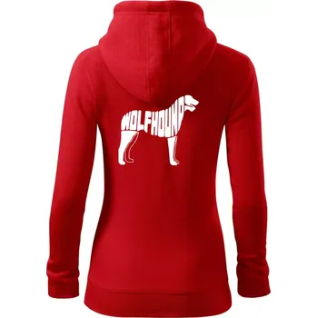 Dámská mikina Vlkodav nápis v těle - Dámská mikina trendy zipper s kapucí - L ( Červená )