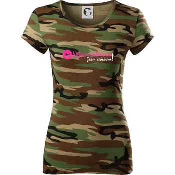 Dámské tričko Nejsem princezna, jsem královna! - Dámské maskáčové triko - XS ( Hnědý maskáč )