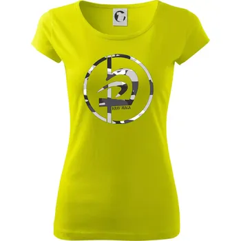 Krav maga maskáčový nápis - Dámské triko Pure - XS ( Limetková )