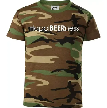 Pivní nápisy HappiBEERness - Dětské maskáčové triko - 122 cm/6 let ( Hnědý maskáč )