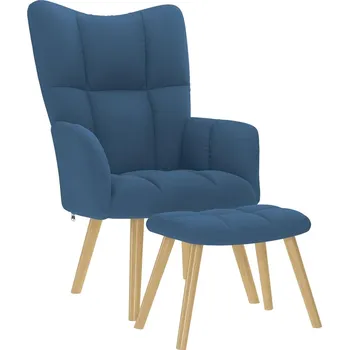 vidaXL Relaxační křeslo s podnožkou modré textil