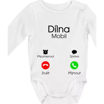 Dílna volá - Body kojenecké s dlouhým rukávem - Dlouhý r. do 3 měs ( Bílá )