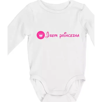 Kojenecký body Jsem princezna (samotné) - Body kojenecké s dlouhým rukávem - Dlouhý r. do 3 měs ( Bílá )