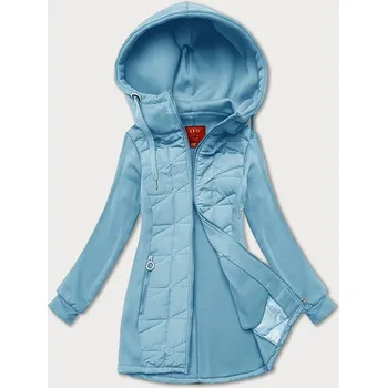 Dámská mikina Světle modrá rozepínací dámská mikina z různých spojených materiálů LHD (AMG-165) odstíny modré L (40)