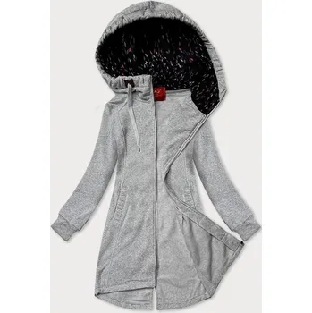 Dámská mikina Světle šedá dlouhá dámská rozepínací mikina s kapucií LHD (AMG-693A) odstíny šedé XL (42)