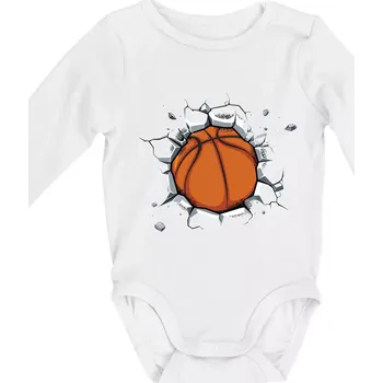 Kojenecký body Basketbal míč v triku - Body kojenecké s dlouhým rukávem - Dlouhý r. do 3 měs ( Bílá )