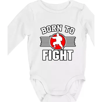 Judo Born to fight - Body kojenecké s dlouhým rukávem - Dlouhý r. do 3 měs ( Bílá )