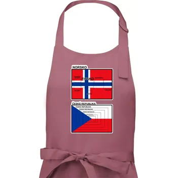 Kuchyňská zástěra Norská a česká vlajka - Dámská zástěra na vaření - Univerzální velikost ( Starorůžová )