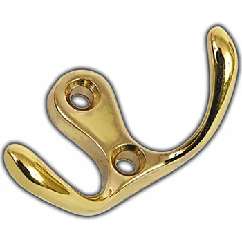 Věšák NÁBYTKOVÝ VĚŠÁK NA OBLEČENÍ OZDOBNÝ DVOJITÝ KRÁTKÝ MOSAZ LESKLÁ