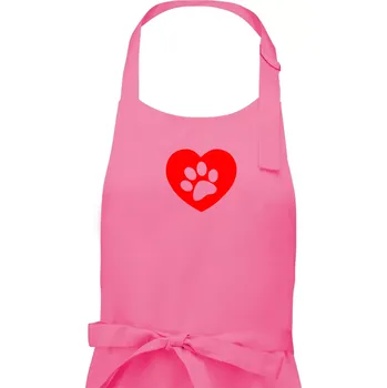 Kuchyňská zástěra Tlapka v srdci - Dámská zástěra na vaření - Univerzální velikost ( Růžová )