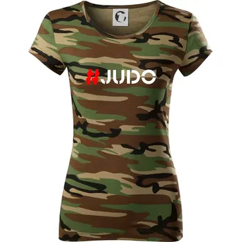 Dámské tričko Judo Hashtag - Dámské maskáčové triko - XS ( Hnědý maskáč )