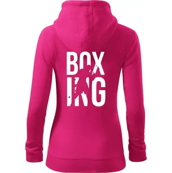 Dámská mikina Nápis Boxing - Dámská mikina trendy zipper s kapucí - XL ( Purpurová )