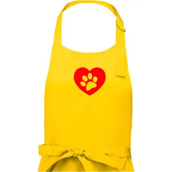Kuchyňská zástěra Tlapka v srdci - Dámská zástěra na vaření - Univerzální velikost ( Žlutá )