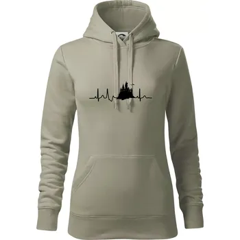 Dámská mikina Harry - EKG hrad - Mikina dámská Cape s kapucí - XL ( Light khaki )