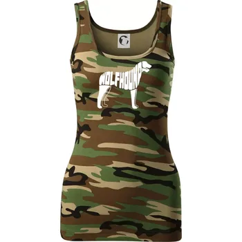 Dámské tričko Vlkodav nápis v těle - Dámské Maskáčové tílko - XL ( Hnědý maskáč )