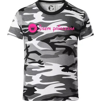 Chlapecké tričko Jsem princezna (samotné) - Dětské maskáčové triko - 122 cm/6 let ( Šedý maskáč )