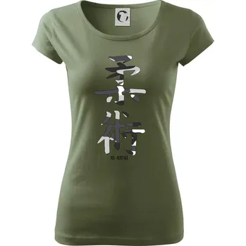 Dámské tričko Ju-jutsu maskáčový nápis - Dámské triko Pure - S ( Khaki )