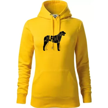 Dámská mikina Vlkodav nápis v těle - Mikina dámská Cape s kapucí - XL ( Žlutá )