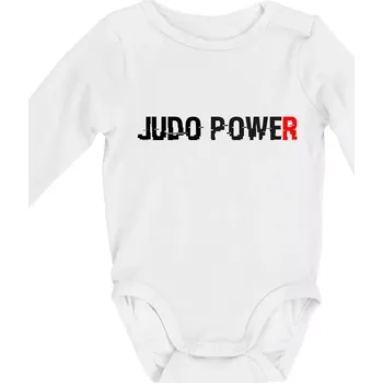 Judo power - Body kojenecké s dlouhým rukávem - Dlouhý r. 3-6 měs ( Bílá )