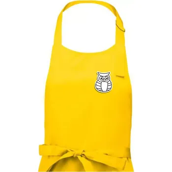 Kuchyňská zástěra Sova kreslená na prsu - Dámská zástěra na vaření - Univerzální velikost ( Žlutá )