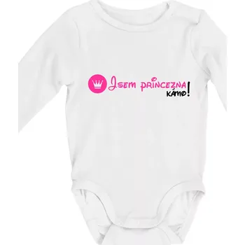 Jsem princezna, kámo! - Body kojenecké s dlouhým rukávem - Dlouhý r. 3-6 měs ( Bílá )