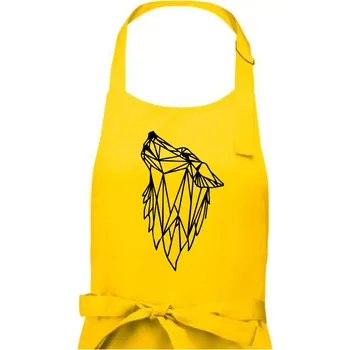 Kuchyňská zástěra Geometrie - vlk - vyjící - Dámská zástěra na vaření - Univerzální velikost ( Žlutá )