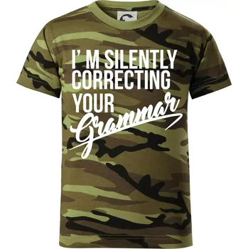 Correcting grammar - Dětské maskáčové triko - 134 cm/8 let ( Zelený maskáč )