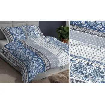 Povlečení Povlečení saténové 140x200 modré ornamenty se zapínáním na zip 3911A KARO