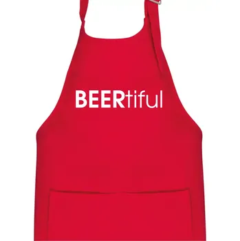 Kuchyňská zástěra Pivní nápisy BEERtiful - Dětská zástěra na vaření - Univerzální velikost ( Červená )