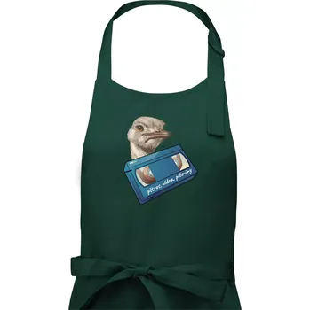 Kuchyňská zástěra Pštrosi vídea - Dámská zástěra na vaření - Univerzální velikost ( Lahvově zelená )