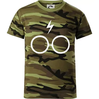 Harry - Brýle - Dětské maskáčové triko - 134 cm/8 let ( Zelený maskáč )