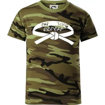 Chlapecké tričko Judo eat repeat - Dětské maskáčové triko - 104-110cm / 3-4 roky ( Zelený maskáč )