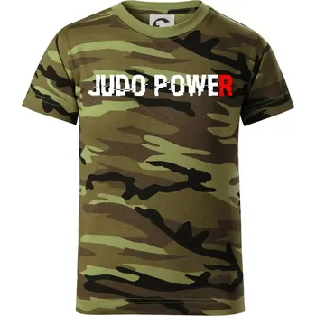 Judo power - Dětské maskáčové triko - 134 cm/8 let ( Zelený maskáč )