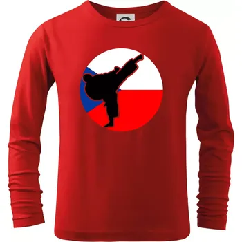 Chlapecké tričko Karate CZ vlajka - Triko dětské Long Sleeve - 122 cm/6 let ( Červená )