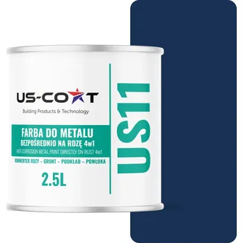 barva na kov Antikorozní akrylová Barva na kov US-Coat 2,5 l KOBALTOVÁ MODRÁ RAL5013 matná
