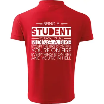 Pánská košile Being a student - bike - Polokošile pánská Pique Polo 203 - L ( Červená )