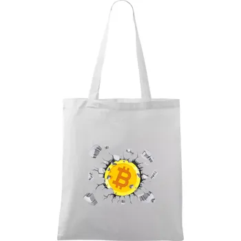 Bitcoin v triku - Taška bavlněná - 42 x 38 cm ( Bílá )