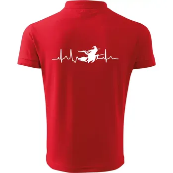 Pánská košile EKG čarodějnice - Polokošile pánská Pique Polo 203 - 5XL ( Červená )