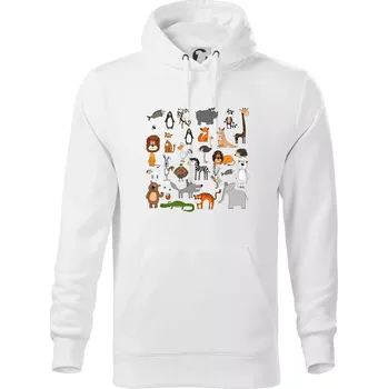 Pánská mikina Zvířátka na triku - Mikina pánská Cape s kapucí - 5XL ( Bílá )