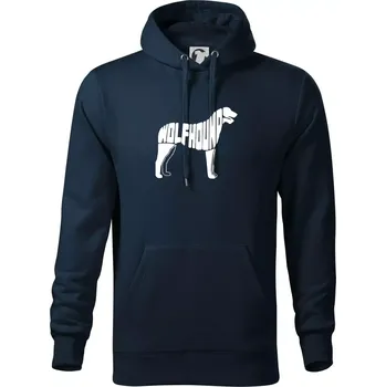 Pánská mikina Vlkodav nápis v těle - Mikina pánská Cape s kapucí - 5XL ( Námořní modrá (téměř černá) )