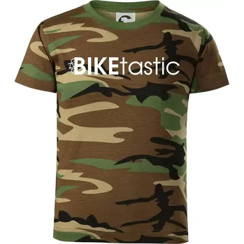 Bike nápisy Biketastic - Dětské maskáčové triko - 146 cm/10 let ( Hnědý maskáč )