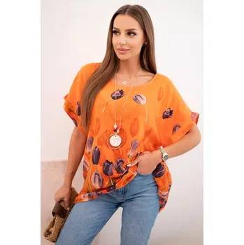 Dámská košile Dámská bavlněná košile s květinovým vzorem pomeranč UNI