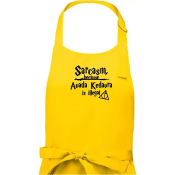 Kuchyňská zástěra Harry - Sarcasm, because Avada Kedavra is illegal - Dámská zástěra na vaření - Univerzální velikost ( Žlutá )