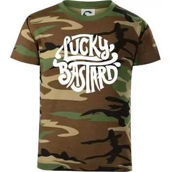 Lucky Bastard - Dětské maskáčové triko - 104-110cm / 3-4 roky ( Hnědý maskáč )