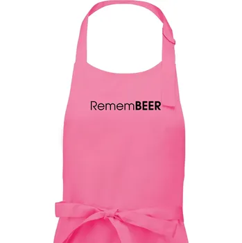 Kuchyňská zástěra Pivní nápisy RememBEER - Dámská zástěra na vaření - Univerzální velikost ( Růžová )