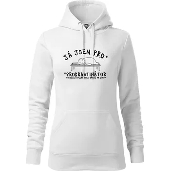 Dámská mikina Ja jsem PRO - prokrastinace - Mikina dámská Cape s kapucí - XS ( Bílá )