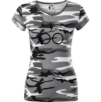 Dámské tričko Harry - Brýle - Dámské maskáčové triko - XS ( Šedý maskáč )