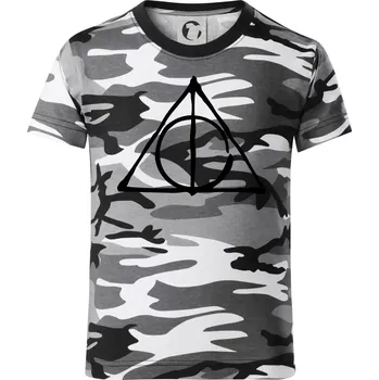 Chlapecké tričko Harry - symbol relikvie - Dětské maskáčové triko - 146 cm/10 let ( Šedý maskáč )