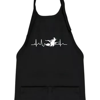 Kuchyňská zástěra EKG čarodějnice - Dětská zástěra na vaření - Univerzální velikost ( Černá )