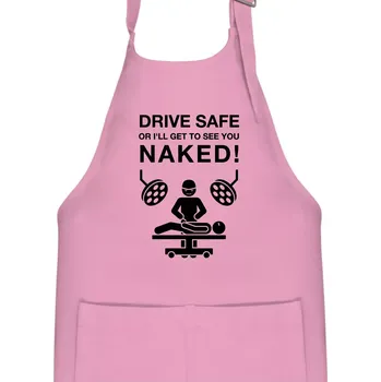 Kuchyňská zástěra Jezdi bezpečně nebo tě uvidím nahého (Hana-creative) - Dětská zástěra na vaření - Univerzální velikost ( Růžová )